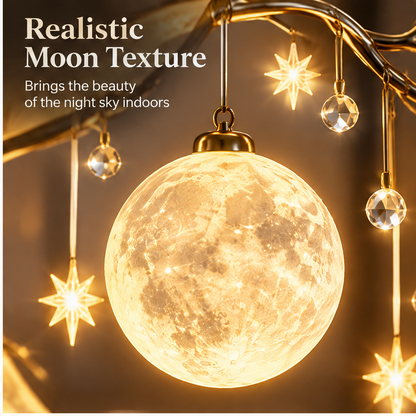 Crescent Moon Tree Lamp – Crystal & Star Decorative Night Light