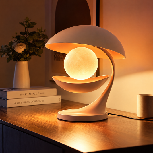 Modern Art Table Lamp – Sculptural Floating Sphere Dimmable Light