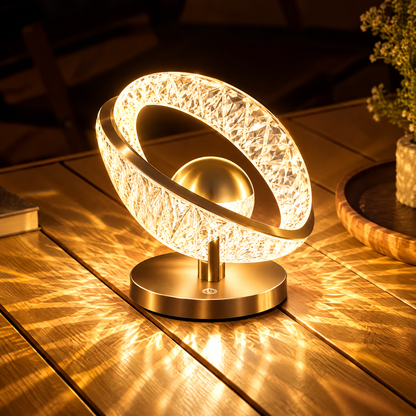 Crystal Ring Table Lamp – 360° Rotatable Touch Dimmable Light