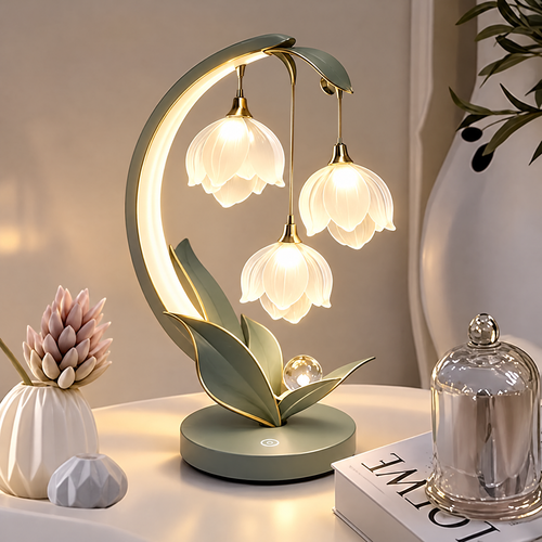Lily of the Valley Flower Table Lamp – Glass Shade Touch Light