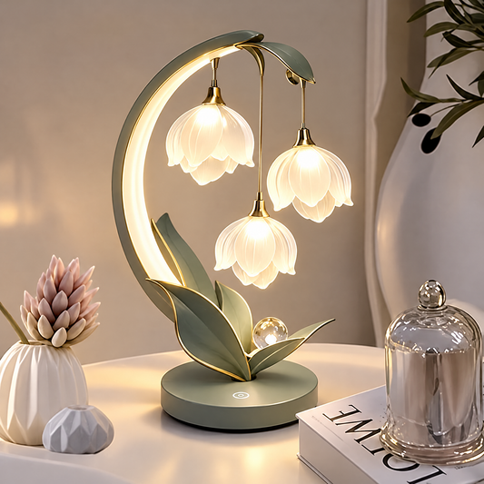 Lily of the Valley Flower Table Lamp – Glass Shade Touch Light