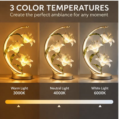 Lily Flower LED Table Lamp – Crescent Arc Bedside Light