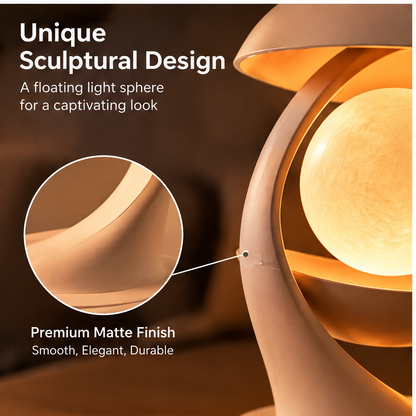 Modern Art Table Lamp – Sculptural Floating Sphere Dimmable Light