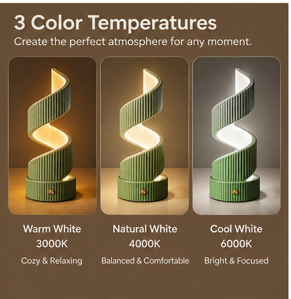 Spiral LED Table Lamp with Remote – Modern Ribbed Sculptural Light