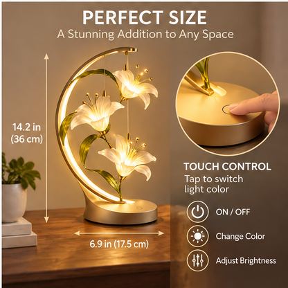 Lily Flower LED Table Lamp – Crescent Arc Bedside Light