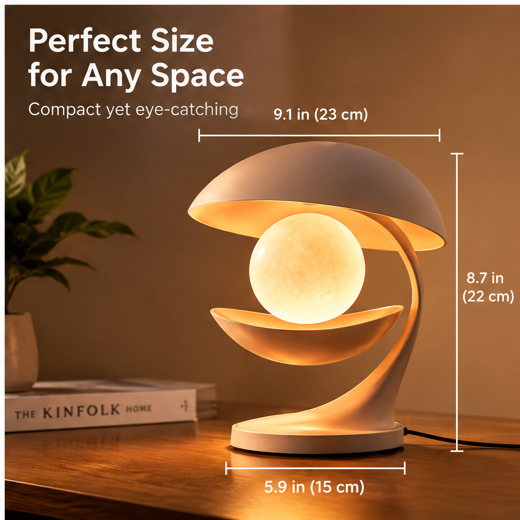 Modern Art Table Lamp – Sculptural Floating Sphere Dimmable Light