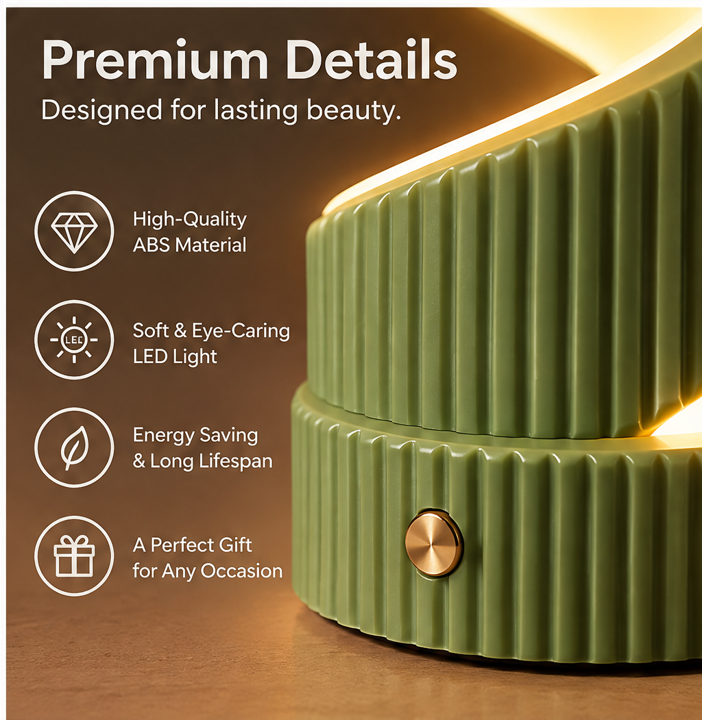 Spiral LED Table Lamp with Remote – Modern Ribbed Sculptural Light
